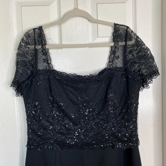 TERANI COUTURE Mother of the Bride Groom Black Formal Dress Size 16 Sequins - Picture 3 of 7